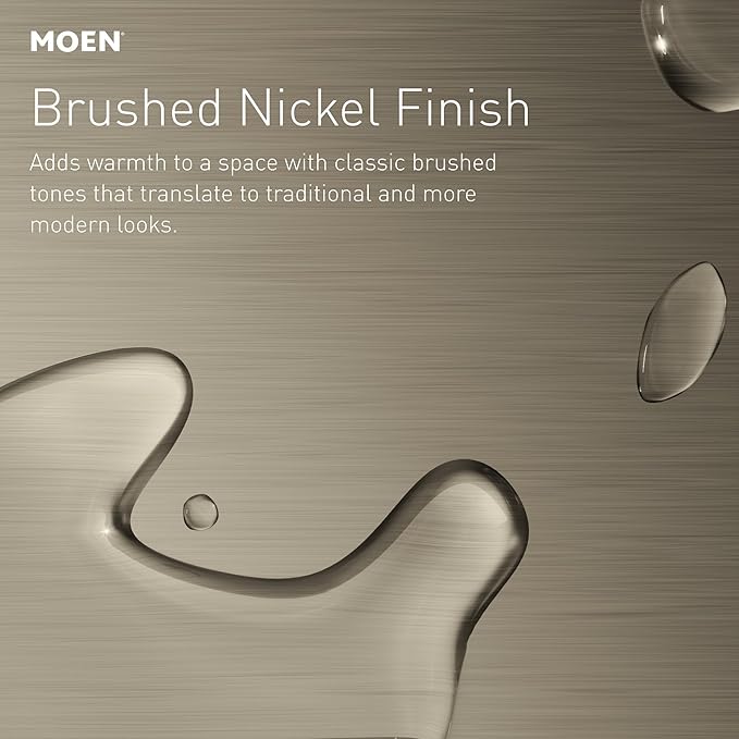 Moen Brantford Brushed Nickel Two-Handle Low-Arc Traditional Centerset Bathroom Faucet with Drain Assembly, 6610BN