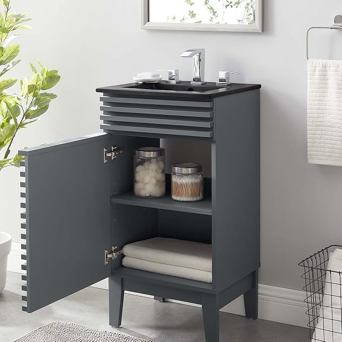 Modway Render 18" Bathroom Vanity With Sink in Gray Black