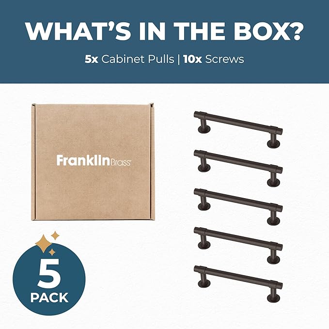 Franklin Brass Francisco (5-Pack) Cabinet Handles 4" Hole Center Pulls | Deep Bronze Hardware Kitchen Door, Drawers, Dressers, Furniture P29617Z-324-B