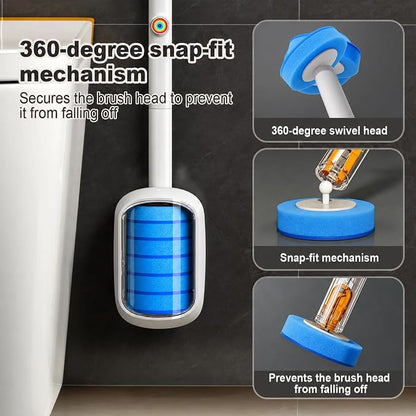 MOPUP Disposable Toilet Brush Set, 35 Refills | Wall Mounted Holder with Storage Caddy, Pre-Loaded Cleaner Heads, No Drip/Mess, Space-Saving for Daily Bathroom Cleaning