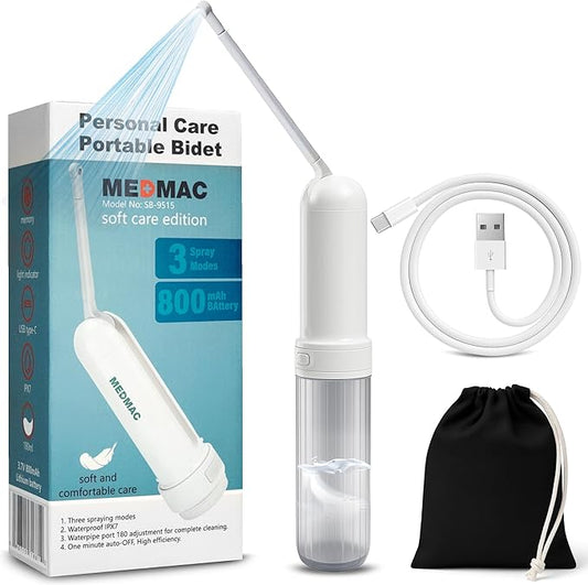 Portable Bidet for Travel, Rechargable USB-C 3 High Pressure Modes Travel Bidet Compact Waterproof Handheld Sprayer Device for Women, Men, Babies - Ideal for Personal Hygiene