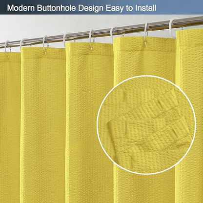 Lemon Shower Curtain for Bathroom 72x72 Inch, 3D Embossed Textured Waffle Fabric Shower Curtains, Soft Hotel Farmhouse Style, Water Repellent, Machine Washable, Lemon, 72" W x 72" L