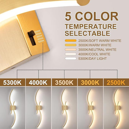 Gold Bathroom Vanity Light Fixture, 39in 5CCT Dimmable Modern Led Bathroom Light Fixtures Over Mirror, LED Vanity Lighting Bar for Bathrooms (Gold, 39inch)