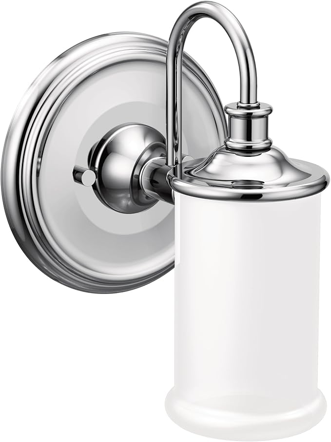 Moen YB6461CH Belfield 1-Light Dual-Mount Bath Bathroom Vanity Fixture with Frosted Glass, Chrome