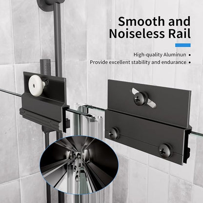 Royal Guard Double Sliding Shower Door 44-48" W x 76" H,Matte Black | 6mm SGCC Tempered Glass,Nano Coating Easy Clean,Walk-in Shower Use,Reversible Installation&Waterproof