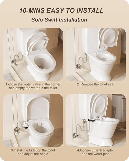 Ultra-Slim Bidet Attachment for Toilet Dual Nozzles Feminine & Rear Wash Bidet Toilet Seat Attachment Non Electric Self Cleaning Adjustable Water Pressure, Rear Wash (KB001)
