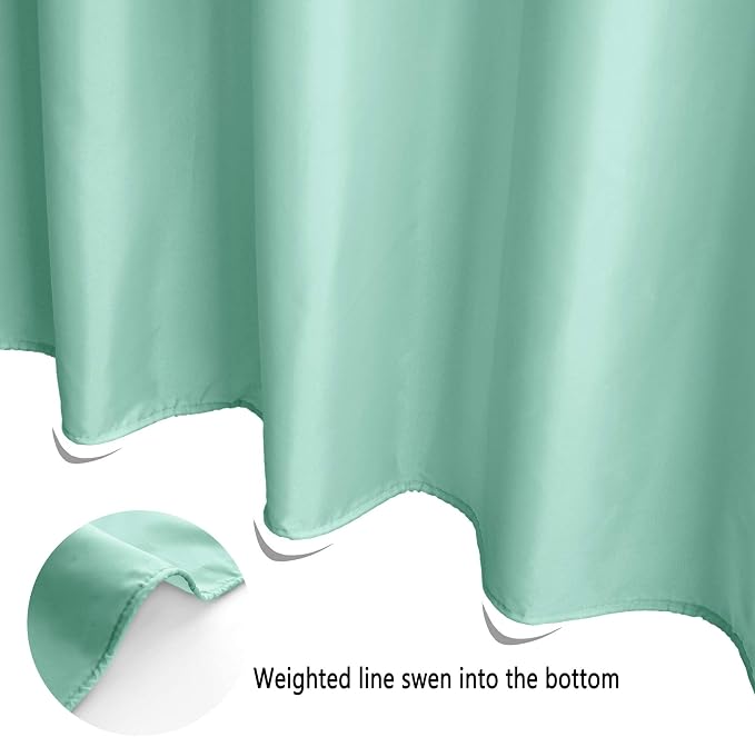 EurCross Green Fabric Shower Curtain Liner Extra Long 72 x 84 inches,Water-Repellent Medium Weight Cloth Shower Curtains for Bathroom with Hooks