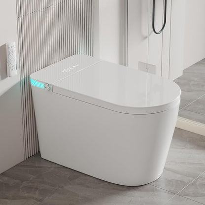 Smart Toilet with Bidet Heated Seat Auto Flush & Soft-Close Seat/Lid | Tankless Electric One Piece Toilets for Bathroom with Foot Sensor Warm Water Wash&Air Dry Siphon Dual Flush 0.8/1.2 GPF