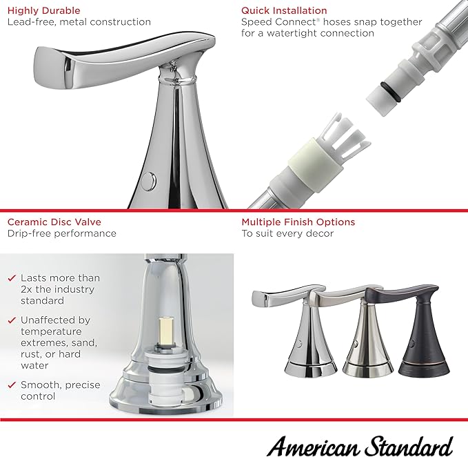 American Standard 7413801.278 Chatfield 8-Inch Widespread 2-Handle Bathroom Faucet, 1.2 GPM, Legacy Bronze (Oil Rubbed)