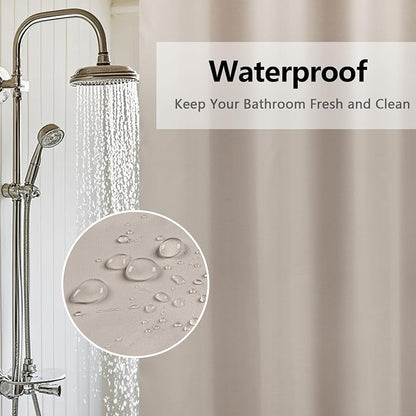 Seenus Waterproof Fabric Shower Curtain Liner Khaki with 3 Extra-Large Magnets, 72 x 72 inch Washable Brown Cloth Shower Liner Hotel Quality, Earth Tone Lightweight Shower Curtains for Bathroom