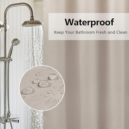 Seenus Waterproof Fabric Long Shower Curtain Liner with 3 Extra-Large Magnets, 72 x 78 inch Extra Long Khaki Cloth Shower Liner Machine Washable, Hotel Quality Lightweight Shower Curtain for Bathroom