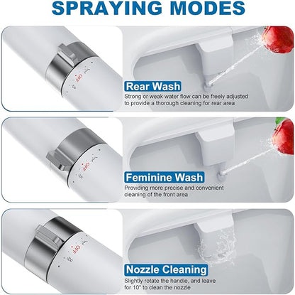 Bidet Attachment for Toilet, Ultra-Slim Dual Nozzle Cold Water Bidet with Chrome Control Dial, Non-Electric Space-Saving Bidet Attachment for Modern Bathrooms