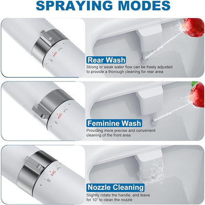 Bidet Attachment for Toilet Seat Water Pressure, Hygienic Bidets Attachment for Existing Toilets - Adjustable Fresh Water Pressure Dual Nozzle (Frontal & Rear Wash) Easy to Install,