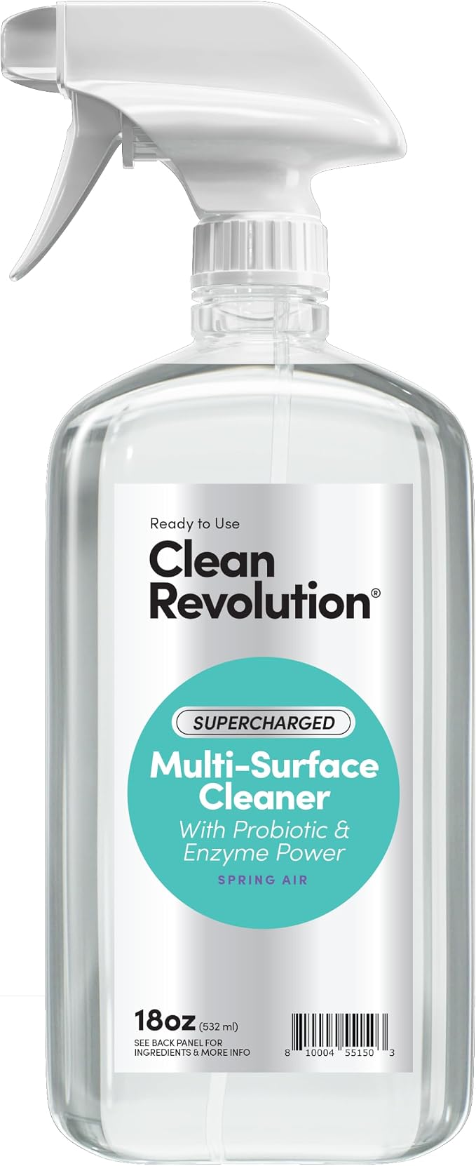 Clean Revolution SuperCharged Multi Surface Cleaner Refill Supply, Non-Toxic, Eco-Friendly & Plant-Based, Ready to Use, Spring Air, 18 oz (Pack of 3)
