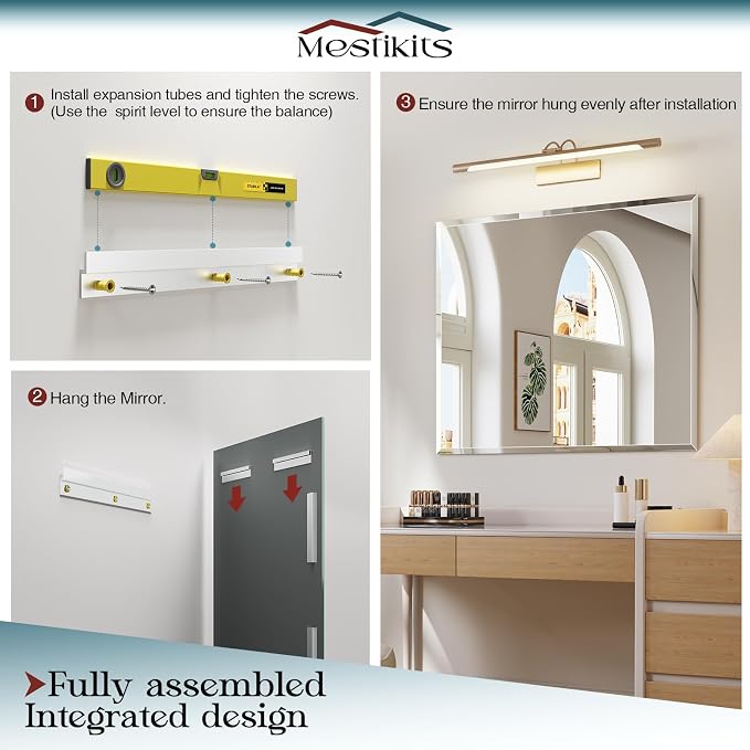 Bathroom Mirrors for Wall Beveled, 24"x36" Frameless Bathroom Vanity Mirror, Wall Mount Mirror for Bedroom Entryway Living Room Hangs Horizontally or Vertically