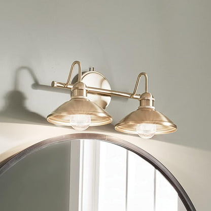 Kichler Clyde 2-Light Bathroom Vanity in Champagne Bronze, Elegant Fixture for Bathrooms (17" W x 7.5" H x 8.25" D), 45944CPZ