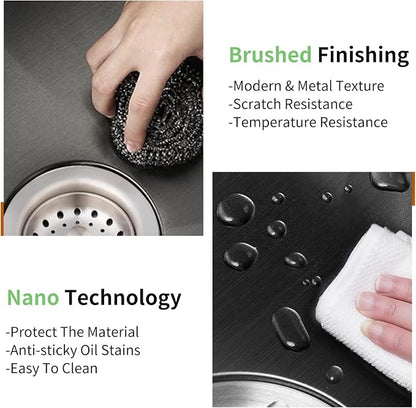 Black 20x16 In Kitchen And Bar Sink- Stainless Steel Undermount Kitchen Sink Modern Single Bowl Drop In Bar Sink With Silicon Mat,Drain Strainer Set Compatibility With Various Kitchen & Bar Style