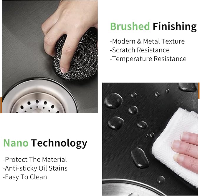 Black 22x18 In Undermount Kitchen And Bar Sink- Stainless Steel Single Bowl Kitchen Sink Modern Drop In Bar Sink With Silicon Mat,Drain Strainer Set Compatibility With Various Kitchen & Bar Style