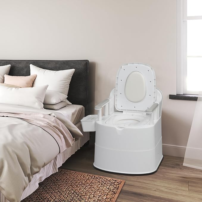 VINGLI Large Portable Toilet for Elder, Commode with 5 Gallon Bucket Inner, Lightweight Camping RV Toilet for Adult, Kids, Boat, Van, Travel (Upgrade)