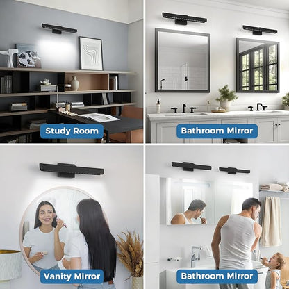 24" Black LED Vanity Light Bar - Dimmable 6000K Integrated Wall Light for Bathroom Mirror, Modern Bathroom Vanity Light for Bedroom & Bath