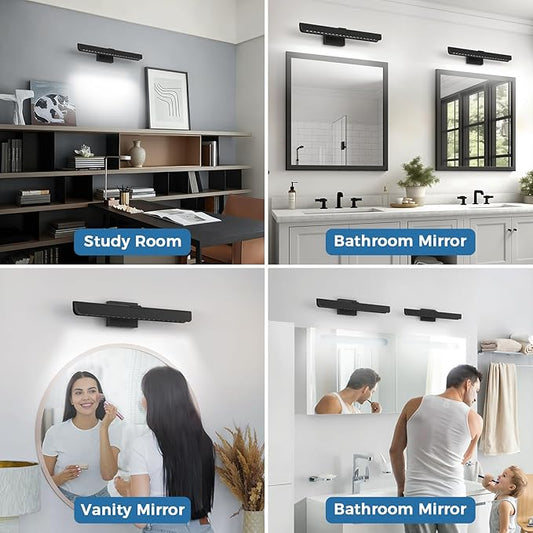 24" Black LED Vanity Light Bar - Dimmable 6000K Integrated Wall Light for Bathroom Mirror, Modern Bathroom Vanity Light for Bedroom & Bath