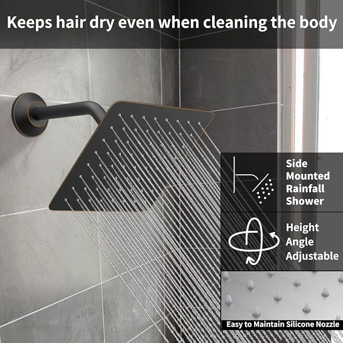 Oil Rubbed Bronze Shower System Digital Display Shower Faucet Set with Wall Mounted Full Body Shower Head(12 inch + 8 inch), Handheld Shower