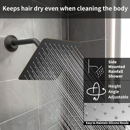 Oil Rubbed Bronze Shower System Digital Display Shower Faucet Set with Wall Mounted Full Body Shower Head(12 inch + 8 inch), Handheld Shower
