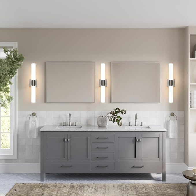 22" Brushed Nickel Bathroom Vanity Lights, Wall Lighting Fixtures | Modern Wall Light for Bathroom Bedroom Living Room Hallway