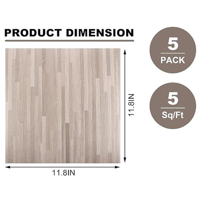 5 Sheet Vinyl Flooring 12x12 Peel and Stick Floor Tile Waterproof Clearance Vinyl Floor Tiles Striated Wood Self Adhesive Floor Tiles Sticky Laminate Flooring for Bathroom Kitchen Basement RV