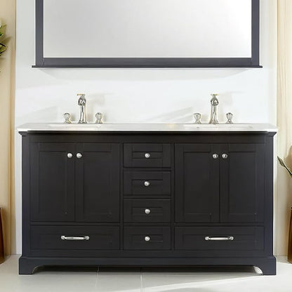 Lavanti Dumiat 60 Inch Bathroom Vanity with Sink – Stylish Espresso Vanity Bathroom with Storage Cabinet – Modern Bathroom Vanities with Double Vanity Sink & Carrara Marble Countertop