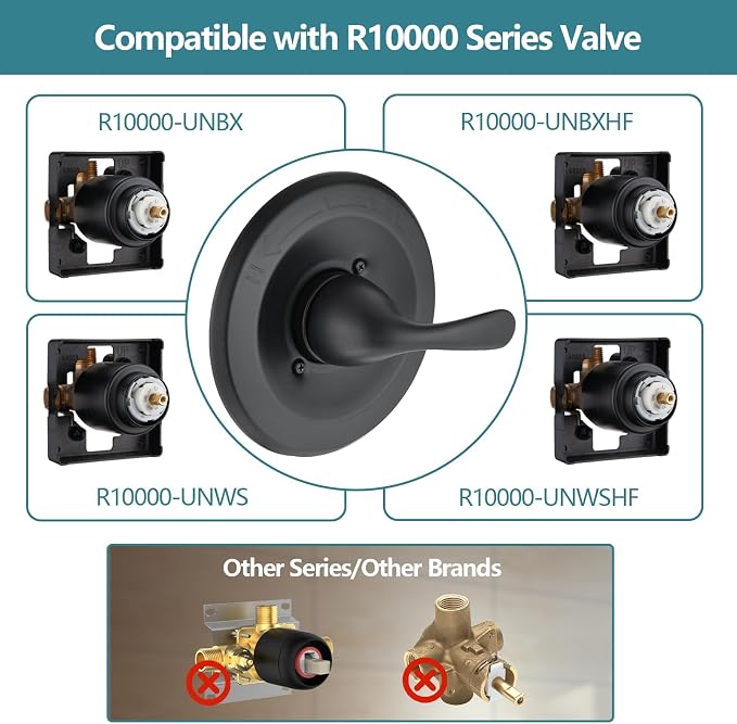 Shower Trim Kit Compatible with Delta 13/14 Series, Shower Cover Plate with Handle, Matte Black(Valve& Catridge Not Inclued)