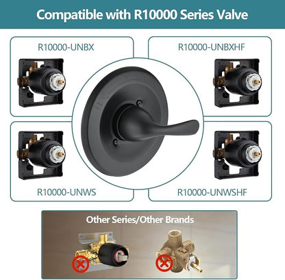 Shower Trim Kit Compatible with Delta 13/14 Series, Shower Cover Plate with Handle, Matte Black(Valve& Catridge Not Inclued)
