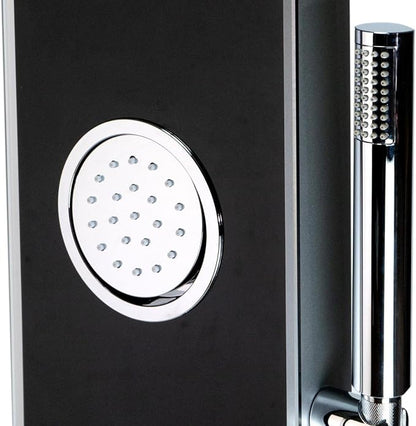 ALFI brand ABSP55B Black Glass Shower Panel with 2 Body Sprays and Rain Shower Head