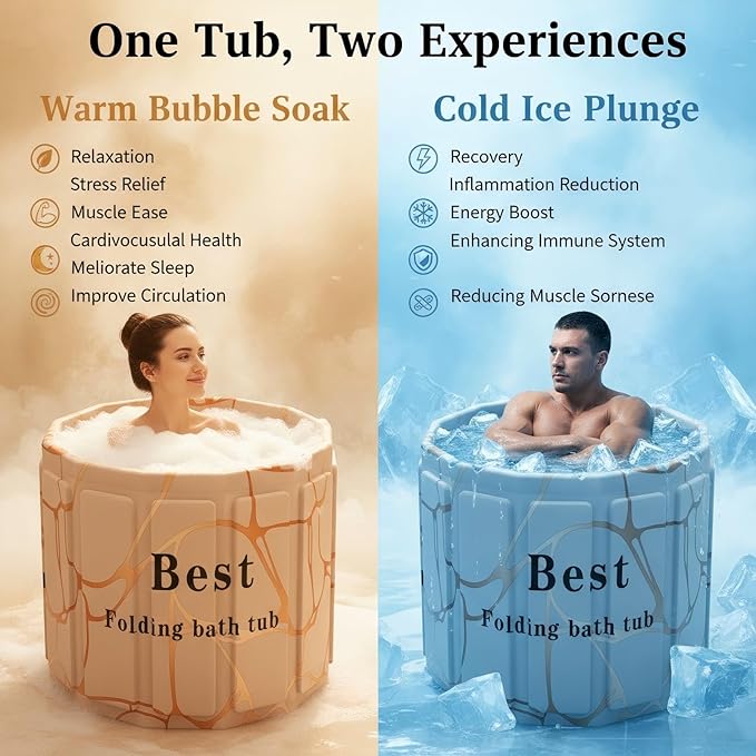 Portable Bathtub for Adult, Foldable Soaking Bathtub for Hot SPA&Ice Bath, Foldable Small Bathtub collapsible bathtub for Bathing, 6-layer Insulated portable tub,Space-Saving(Fantasy 27.5X26.6IN)