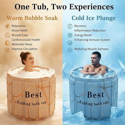 Portable Bathtub for Adult, Foldable Soaking Bathtub for Hot SPA&Ice Bath, Foldable Small Bathtub collapsible bathtub for Bathing, 6-layer Insulated portable tub,Space-Saving(Fantasy 27.5X26.6IN)