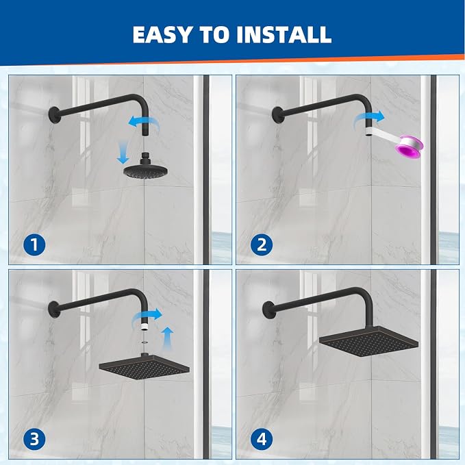 Hibbent cUPC Certified Thick Metal 8'' Rain Shower Head, Oil Rubbed Bronze | High Pressure Shower Head, Bathroom Waterfall Shower Heads, High Flow Fixed Showerheads with Adjustable Brass Ball Joint