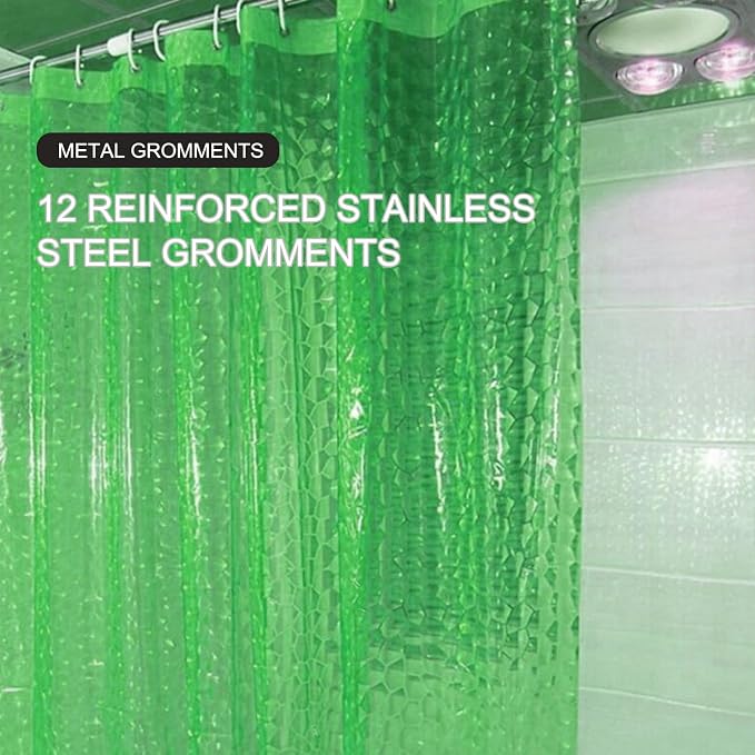 Shower Curtain Liner, 100% Waterproof EVA 3D Shower Curtains with 3 Duty Heavy Bottom Magnets and 12 Rust Proof Grommets, 72x72 Weighted Shower Liner for Shower Stall, Bathtubs