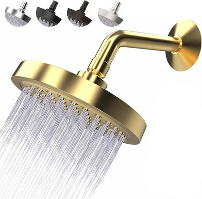 CircleSplash Shower Head - High Pressure 2.5 GPM - Gold | Anti-clog silicone nozzles, removable restrictor, easy-clean fixed replacement