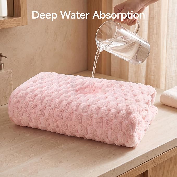 REDKISS Pink Microfiber Bath Towels Lagre, 30"x60" Super Absorbent Towels | 2 Pack Quick Dry, Super Soft, Lint Free, Fluffy Towel for Bathroom, Spa, Gym, Travel, Dorm, Ideal Everyday Use