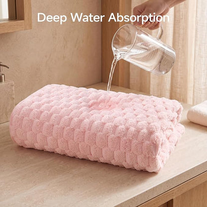 REDKISS Pink Microfiber Bath Towels Lagre, 30"x60" Super Absorbent Towels | 2 Pack Quick Dry, Super Soft, Lint Free, Fluffy Towel for Bathroom, Spa, Gym, Travel, Dorm, Ideal Everyday Use
