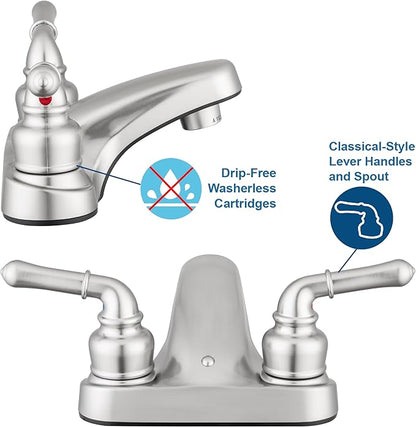Pacific Bay Lynden Bathroom Sink Faucet - Metallic Plating Over Lightweight ABS Plastic (Brushed Satin Nickel)