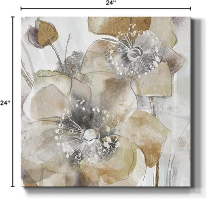 Renditions Gallery Taupe Spring Poppy Wall Art, Premium Gallery Wrapped Canvas Decor, Ready to Hang, 24 in H x 24 in W, Made in America Print (AZS-WC15-18276-R-2424-MK)