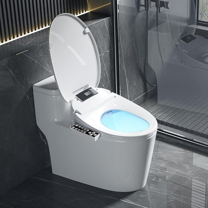 Electric Heated Bidet Toilet Seat with Warm Water Wash, Warm Air Dryer, Soft Closed Lid, Night Light, LED Display, Toilet Seat with Bidet Requires Outlet - Elongated