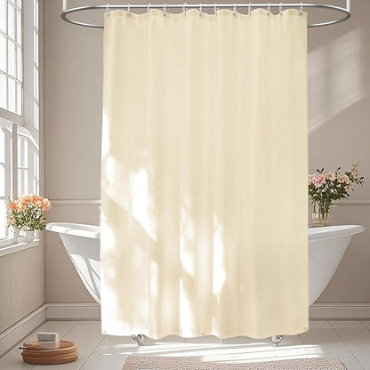 Seenus Waterproof Fabric Shower Curtain Liner with 3 Weighted Magnets, 72 x 84 inch Extra Long Cream Cloth Shower Liner Machine Washable, Hotel Quality Lightweight Tall Shower Curtain for Bathroom