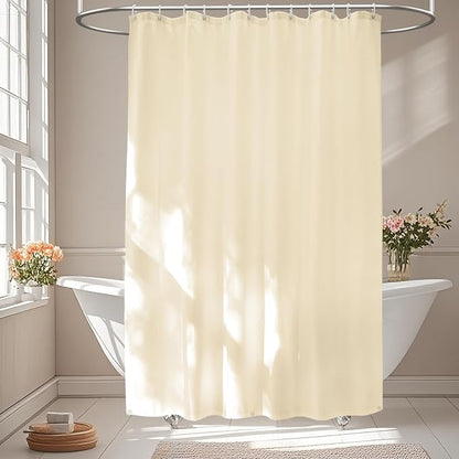 Seenus Waterproof Fabric Shower Curtain Liner with 3 Extra-Large Magnets, 72 x 72 inch Washable Cloth Shower Liner Elegant Hotel Quality, Neutral Cream Lightweight Shower Curtain for Bathroom