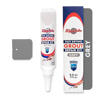 Tile Grout Repair Kit, Refresh Tile Grout Filler (8.8 oz, Grey) | Restore & Renew Tile Joints, Fast-Drying Grout Sealer & Paint, Squeeze Tube for Bathroom, Shower & Kitchen Floors, Waterproof