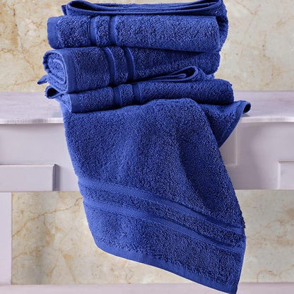 Hawmam Linen Royal Blue Hand Towels 4 Pack Turkish Cotton Premium Quality Soft and Absorbent Small Towels for Bathroom