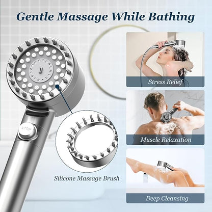 FEELSO Filtered Shower Head with Handheld, High Pressure Shower Filter Head | ON/OFF Switch, Anti-clog Nozzles, 4 Spray Showerhead with Filters for Hard Water, Remove Chlorine, Reduce Dry Itchy Skin