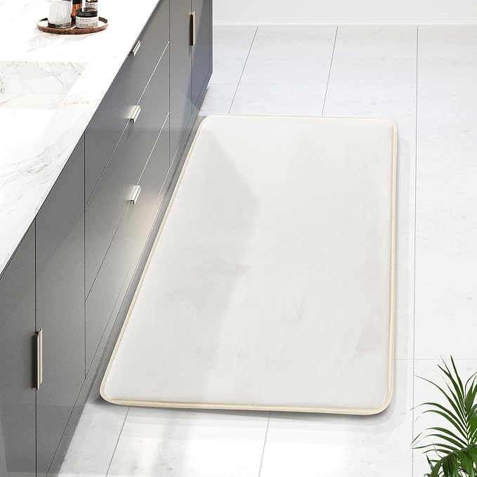 Clara Clark Bathroom Rugs, Velvet Memory Foam Bath Mat, Non-Slip Bath Rugs, Machine Wash, Dries Quickly, Ultra Soft Plush Bath Mats for Bathroom, 24 x 36, Off White