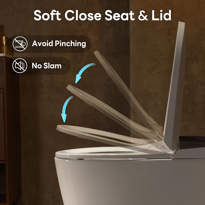 One Piece Toilet with 17.2" ADA Comfort Chair Height Seat,Silver | Compact Modern Toilet for Bathroom,Elongated Bowl,1.0GPF Button & Foot Kick Flush, Air Pressure Assisted Flush, 12'' Rough-in